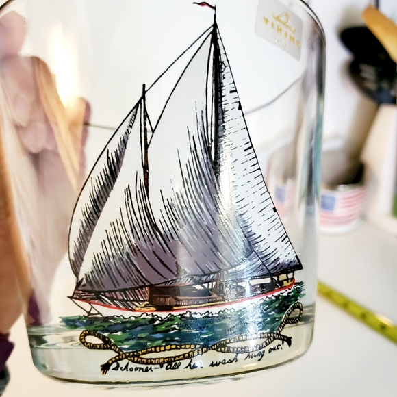 Vintage Viking Glass nautical ship ice bucket mid century modern MCM barware - Picture 2 of 4